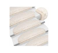 vidaXL Tapis d'escalier 15 pièces 65 x 21 x 4 cm Blanc Demi-rond Grand