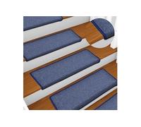 Tapis d'escalier 15 pièces 65 x 21 x 4 cm Bleu Bord rectangulaire 134574