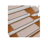 vidaXL Tapis d'escalier 15 pièces 65 x 21 x 4 cm Taupe bordure rectangulaire