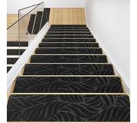 Tapis d'escalier, 15 Tapis de sécurité antidérapants 20 x 76 cm avec adhésif réutilisable for la Protection des marches Enfants, Personnes âgées et Chiens(H Black)
