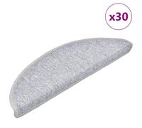 Tapis d'escalier 30 pièces 56 x 17 x 3 cm Gris clair Demi-rond vidaXL