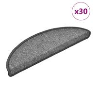 Tapis d'escalier 30 pièces 56 x 17 x 3 cm Gris foncé Demi-rond vidaXL