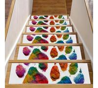 Tapis d'escalier antidérapant avec empreintes de pattes de chien colorées 76,2 x 20,3 cm pour marches en bois, tapis d'escalier pour enfants et chiens
