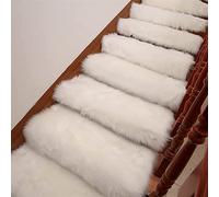 Tapis d'escalier antidérapant en daim doux à poils longs pour protection des escaliers, 74,9 x 23,9 cm, blanc - Confort et sécurité soyeux
