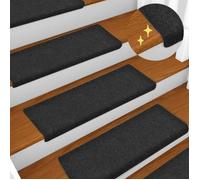 Tapis d'escalier - Antidérapant - Lot de 15 - Noir - Synthétique - Moderne