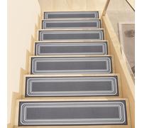 Tapis d'escalier Auto-adhésif de Luxe 76 cm x 20 cm, sans Colle, insonorisé, antidérapant, Simple, réutilisable, Protection des marches (Gris, 5 pièces)