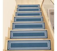 Tapis d'escalier Auto-adhésif de Luxe 76 cm x 20 cm, sans Colle, insonorisé, antidérapant, Simple, réutilisable, Protection des marches (Bleu, 15 pièces)