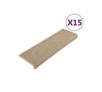 Tapis d'escalier auto-adhésifs 15 pcs Beige foncé 65x25 cm