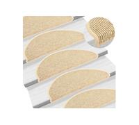 Vidaxl Tapis D'escalier Autocollants 15 Pcs 65x21x4 Cm Beige