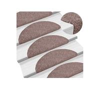 Tapis d'escalier auto-adhésifs 15 pièces 56 x 17 x 3 cm Marron clair Demi-rond 132690