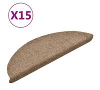 Tapis d'escalier Autoadhésif 15 pcs. Crème 56x17x3cm Non-tissé aiguilleté