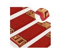 Tapis d'Escalier Autoadhésifs 10 pcs, Moquettes d'Escalier Antidérapantes, Carpettes de Marche, Décorations Intérieur, 65x21x4 cm Rouge 149839