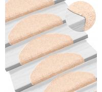 Tapis d'escalier autocollant 10 pcs. Crème 65x21x4cm Non-tissé aiguilleté