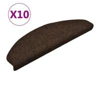 Tapis d'escalier autocollant 10 pcs. Marron 65x21x4cm Non-tissé aiguilleté