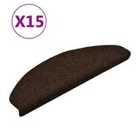 Tapis d'escalier autocollant 15 pcs. Marron 65x21x4cm Non-tissé aiguilleté