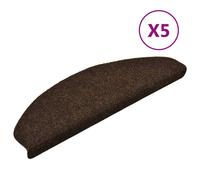 Tapis d'escalier autocollant 5 pcs. Marron 65x21x4cm Non-tissé aiguilleté