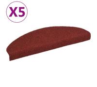 Tapis d'escalier autocollant 5 pcs. Rouge 65x21x4 cm Non-tissé aiguilleté
