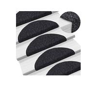 Tapis d'escalier autocollants 15 pièces 56 x 17 x 3 cm Noir Demi-rond 132692