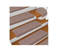 Tapis d'escalier autocollants 15 pièces 65 x 21 x 4 cm Crème Bord rectangulaire 134561