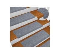 vidaXL Tapis d'escalier Autocollants 15 pièces 65 x 21 x 4 cm Gris Clair Bord rectangulaire