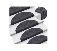 Tapis d'escalier autocollants 15 pièces 65 x 21 x 4 cm Gris foncé Demi-rond Grand 132697