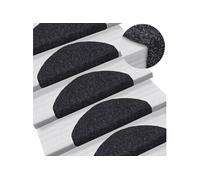 Tapis d'escalier autocollants 15 pièces 65 x 21 x 4 cm Noir Demi-rond Grand 132698