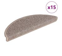 Tapis d'Escalier Autocollants Moquettes 15 pcs 56x17x3 cm Beige Foncé vidaXL