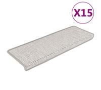Tapis d'Escalier Autocollants Moquettes 15 pcs 65x21x4 cm Gris et Beige vidaXL