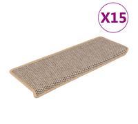 vidaXL Tapis d'escalier autocollants 15 pcs 65x25 cm Beige clair