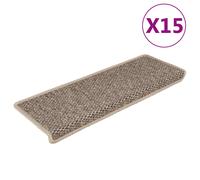 Tapis d'Escalier Autocollants Moquettes 15 pcs 65x21x4 cm Gris et Beige vidaXL