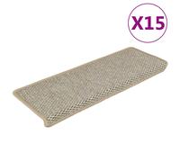 Tapis d'Escalier Autocollants Moquettes 15 pcs 65x21x4 cm Gris et Beige vidaXL