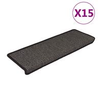 Tapis d'Escalier Autocollants Moquettes 15 pcs 65x21x4 cm Gris et Beige vidaXL