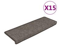 Tapis d'Escalier Autocollants Moquettes 15 pcs 65x21x4 cm Gris et Beige vidaXL