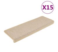 Vidaxl Tapis D'escalier Autocollants 15 Pcs 65x25 Cm Crème