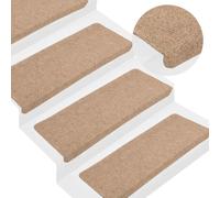 Tapis d'Escalier Autocollants Moquettes 15 pcs 65x22,5x3,5 cm Gris vidaXL