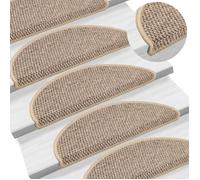 Tapis d'escalier autocollants - VIDAXL - 15 pcs - 56x17 cm - Beige foncé - Antidérapants
