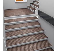 Tapis d'escalier en caoutchouc antidérapant 30 x 100 cm pour utilisation en intérieur - Adhésif sûr pour enfants et animaux domestiques - Couleur marron et protection de sol antidérapante