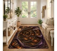Tapis d'escalier Fantasy Dragon Library 0,9 x 1,5 m | Thème bibliothèque fantastique, escalier en spirale, atmosphère mystique, décoration, accents d'inspiration gothique