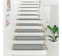 Tapis d'escalier Lot de 15 tapis d'escalier 65 x 24 cm rectangulaire Tapis d'escalier Protecteur de marche Tapis d'escalier autocollant Gris clair
