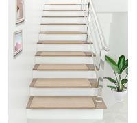 Tapis d'escalier Lot de 15 tapis d'escalier 65 x 24 cm rectangulaires Tapis d'escalier Protecteur de marche Tapis d'escalier autocollant Beige