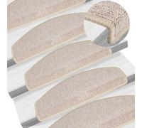 vidaXL Tapis d'escalier 15 pièces, 65 x 24 x 4 cm, gris clair, demi-rond, grand