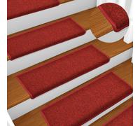 vidaXL Tapis d'escalier 15 pièces 65 x 21 x 4 cm Rouge bordure rectangulaire