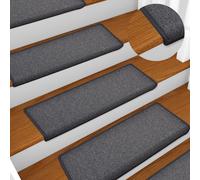vidaXL Tapis d'Escalier 15 pcs, Protection d'Escalier Antidérapante, Moquette de Marches Insonorisante, Décoration Intérieur, 65x21x4 cm Gris Foncé