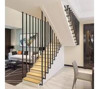 Tapis d'escalier noir pour intérieur/extérieur, poignée en métal en forme de L pour rampe d'escalier, fer forgé pour décoration moderne - Taille : 135 cm