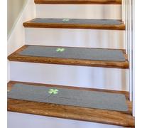 Tapis d'escalier phosphorescent de sécurité nocturne 76,2 x 20,3 cm antidérapant pour marches en bois d'intérieur réutilisables pour enfants, personnes âgées et animaux domestiques (70 x 22 x 4,5 cm