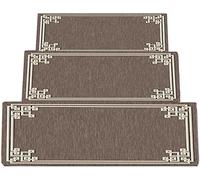 Tapis d'escalier Shaggy doux Tapis d'escalier Tapi Lot de 5 tapis d'escalier chinois, tapis d'escalier antidérapant et antidérapant for enfants, personnes âgées et animaux domestiques(Brown,90*25+3cm)
