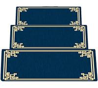 Tapis d'escalier Shaggy doux Tapis d'escalier Tapi Lot de 5 tapis d'escalier chinois, tapis d'escalier antidérapant et antidérapant for enfants, personnes âgées et animaux domestiques(Blue,75*24+3cm)