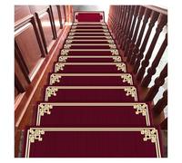 Tapis d'escalier Shaggy doux Tapis d'escalier Tapi Lot de 5 tapis d'escalier chinois, tapis d'escalier antidérapant et antidérapant for enfants, personnes âgées et animaux domestiques(Red,80*24+3cm)