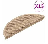 vidaXL Tapis d'escalier autocollants 15 pièces 56x20 cm Beige antidérapant
