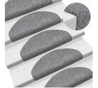 Tapis d'escalier - vidaXL - 15 pcs - 65 x 21 x 4 cm - Gris clair - Synthétique